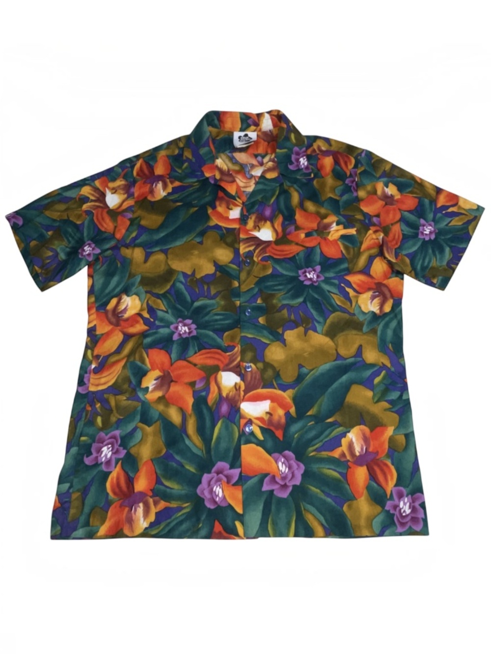 Vintage Hilo Hatties Hawaiian Shirt Floral Mod Aloha Top Groovy Flower Power XL